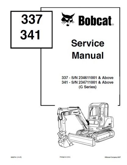 Bobcat 337, 341 G Series Service Repair Manual