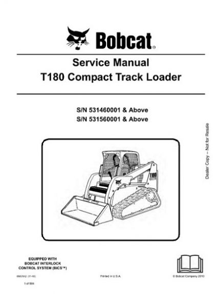 Bobcat T180 Compact Track Loader Service Repair Workshop Manual