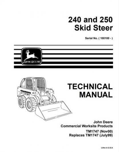 John Deere 240 250 Skid Steer Technical Manual