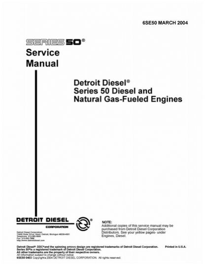 Detroit Series 50 Engine Service Repair Workshop Manual