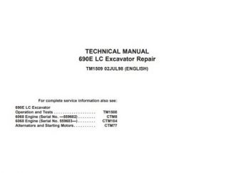 John Deere 690E LC Excavator Technical Repair Manual