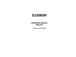 New Holland E235SR Excavator Service Repair Workshop Manual