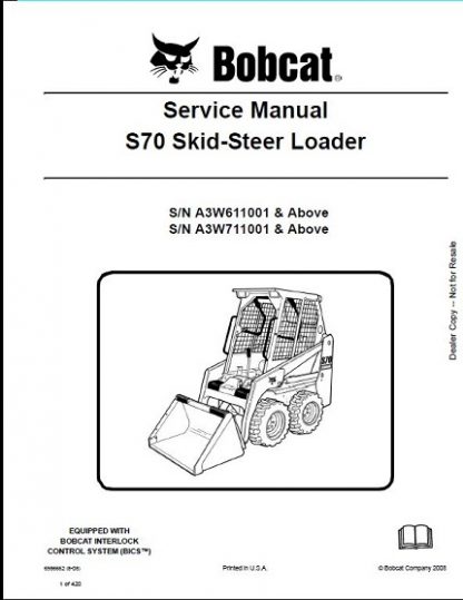 Bobcat S70 Skid-Steer Loader Service Repair Manual