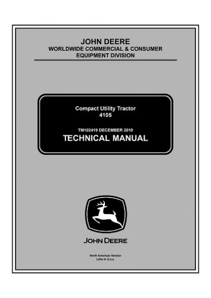 John Deere 4105 Compact Utility Tractor Technical Service Manual