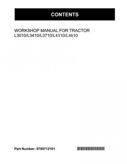 Kubota L3010, L3410, L3710, L4310, L4610 Tractor Service Manual