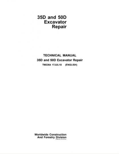 John Deere 35D, 50D Excavator Repair Technical Manual