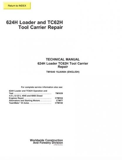 John Deere 624H Loader Service Technical Manual