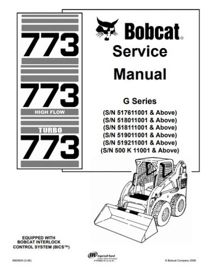 Bobcat 773 G-series Skid-Steer Loader Service Repair Manual