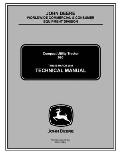 John Deere 990 Compact Utility Tractor Technical Manual