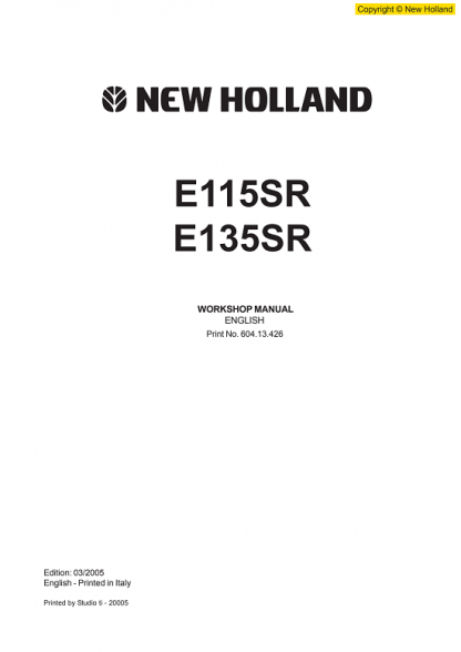 New Holland E115SR E135SR Crawler Excavator Service Manual