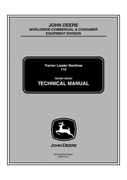 John Deere 110 Tractor Loader Backhoe Technical Service Manual