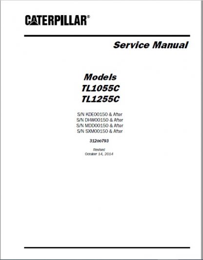 Cat TL1055C TL1255C Telehandler Service Repair Manual