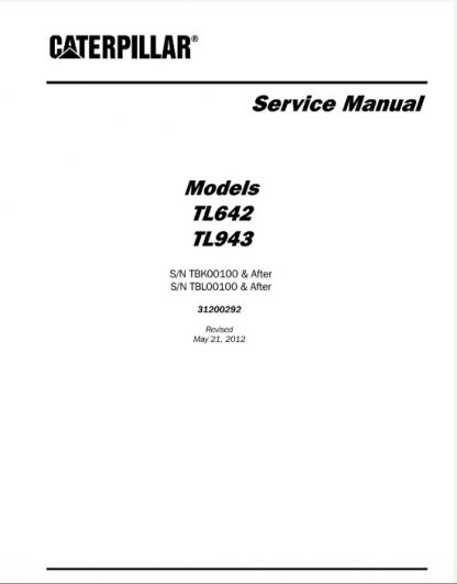Cat TL642 TL943 Telehandler Service Repair Manual