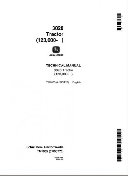 John Deere 3020 Tractor Service Technical Manual