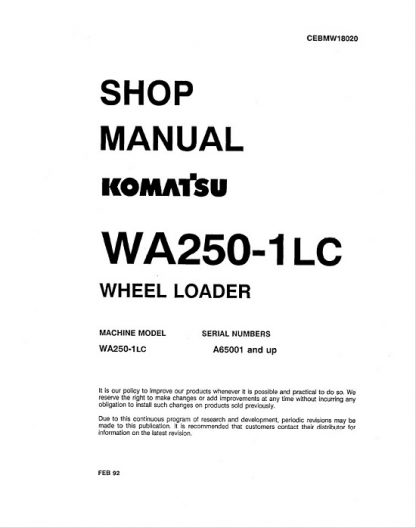Komatsu WA250-1, WA250-1LC Wheel Loader Service Repair Manual