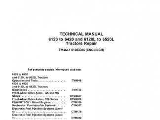 John Deere 6120 , 6420, 6120L, 6520L Tractor Service Technical Manual