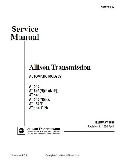 Allison Transmission AT 545 Repair Service Manual