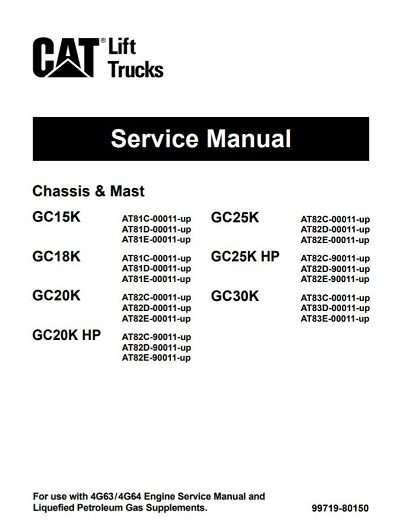 Caterpillar GC20K HP, GC25K Forklift Lift Truck Service Repair Manual