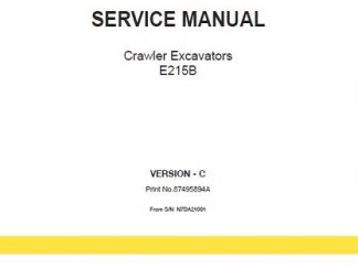 New Holland E215B Crawler Excavator Workshop Service Manual